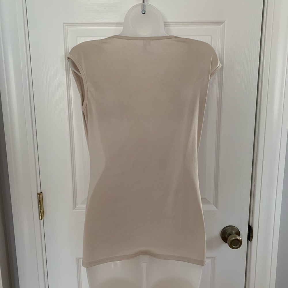 Studio Y Sleeveless Top ~Gold Metallic ~ Drape Neck ~ Size S ~ Made in the USA - Picture 2 of 5